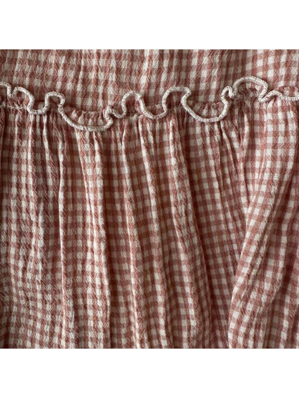 Z SUPPLY CARINA GINGHAM MINI DRESS orange size S babydoll swing summer - Picture 3 of 7